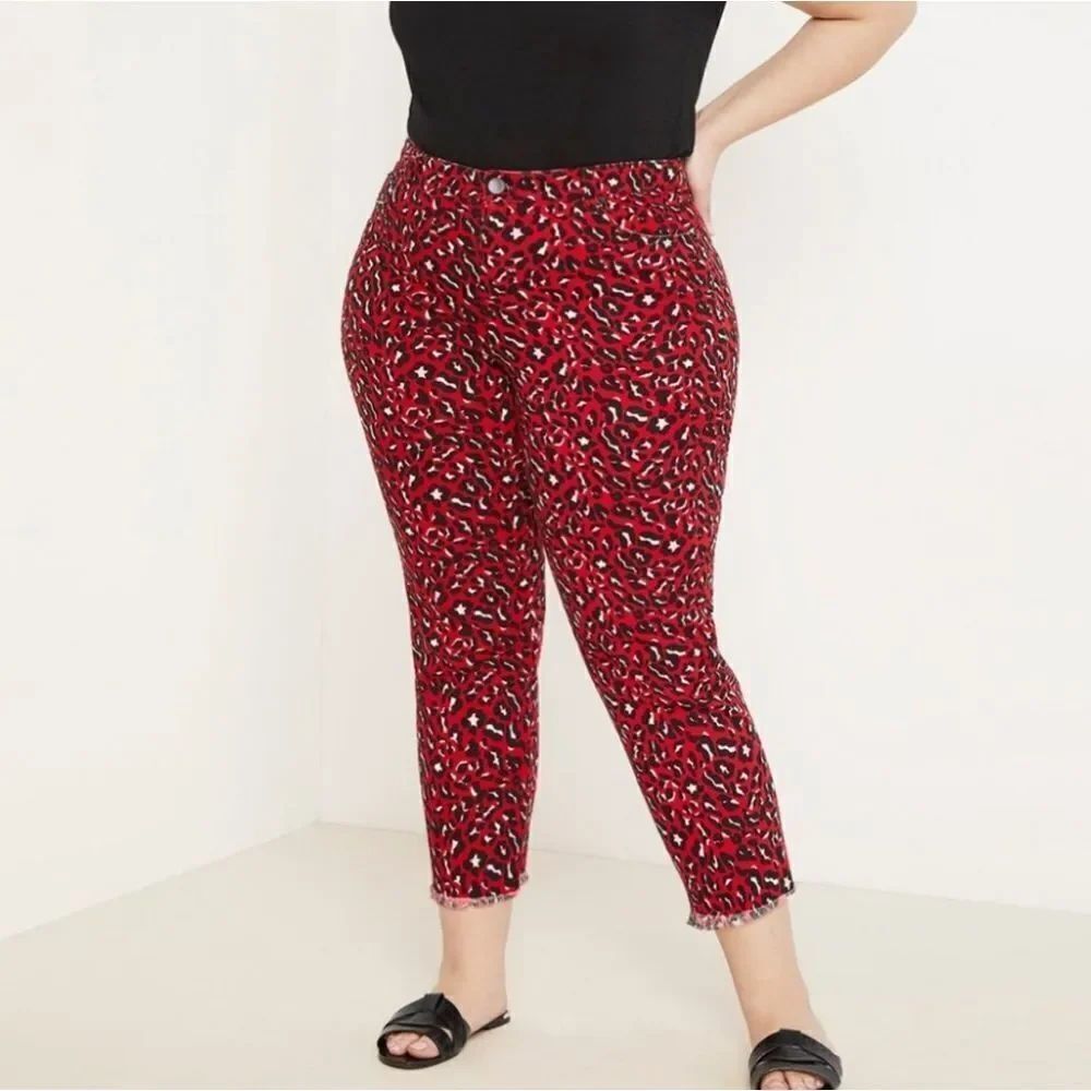 Eloquii red leopard ankle pants